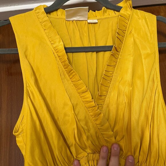 Maeve La Habana V-Neck Round Hem Ruffle Dress Size XS Yellow - Picture 5 of 5